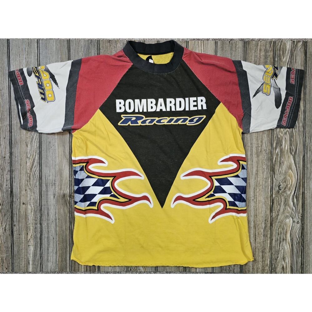 RARE SEADOO TEAM - Bombardier Racing Graphic Racing Jersey Shirt Flames Mens XL